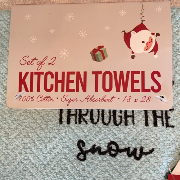 Dachshund with Santa kitchen towel set of two - Picture 2 of 6